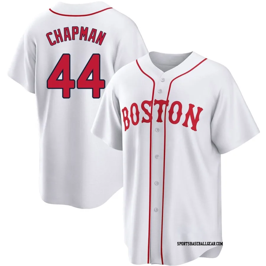 Aroldis Chapman Youth Boston Red Sox White Replica 2021 Patriots' Day Jersey