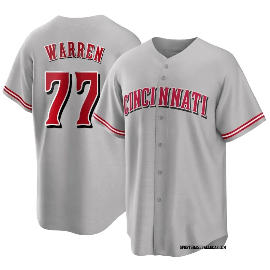 Art Warren Men's Cincinnati Reds Gray Replica Road Jersey