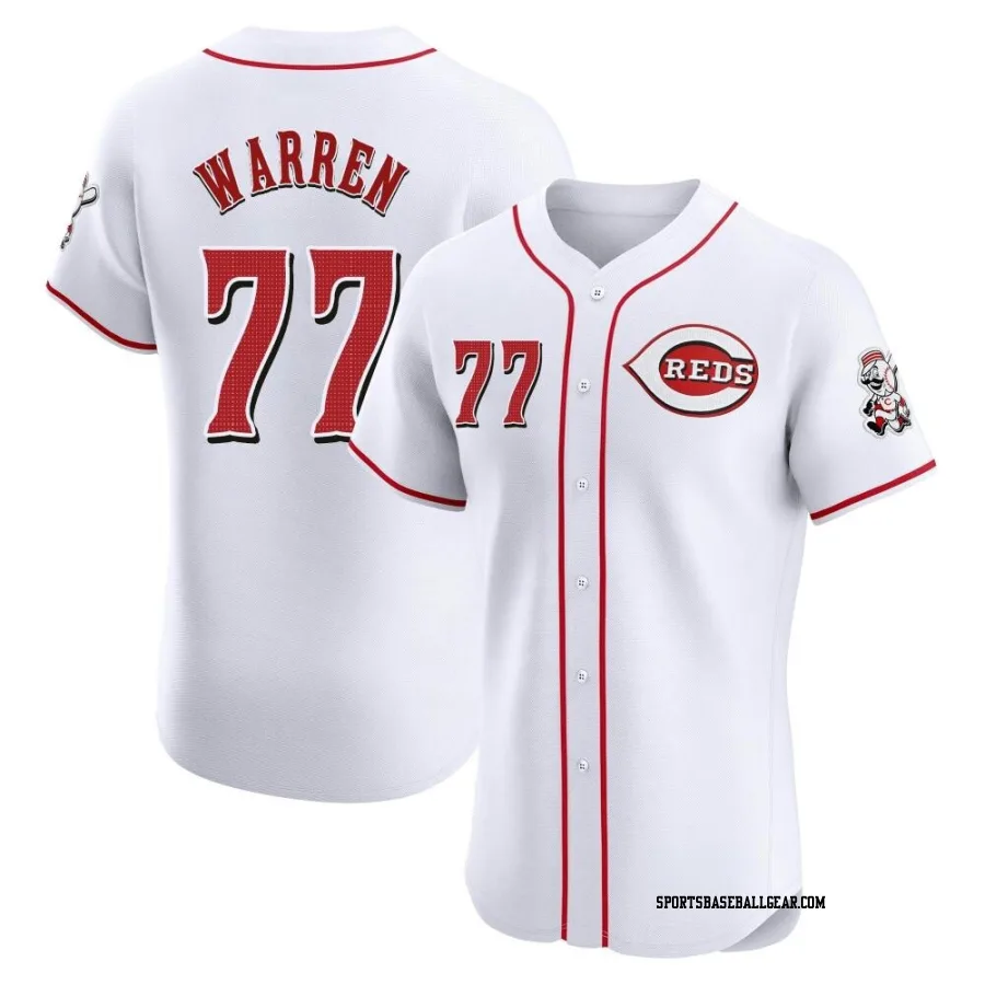 Art Warren Men's Cincinnati Reds White Elite Home Patch Jersey