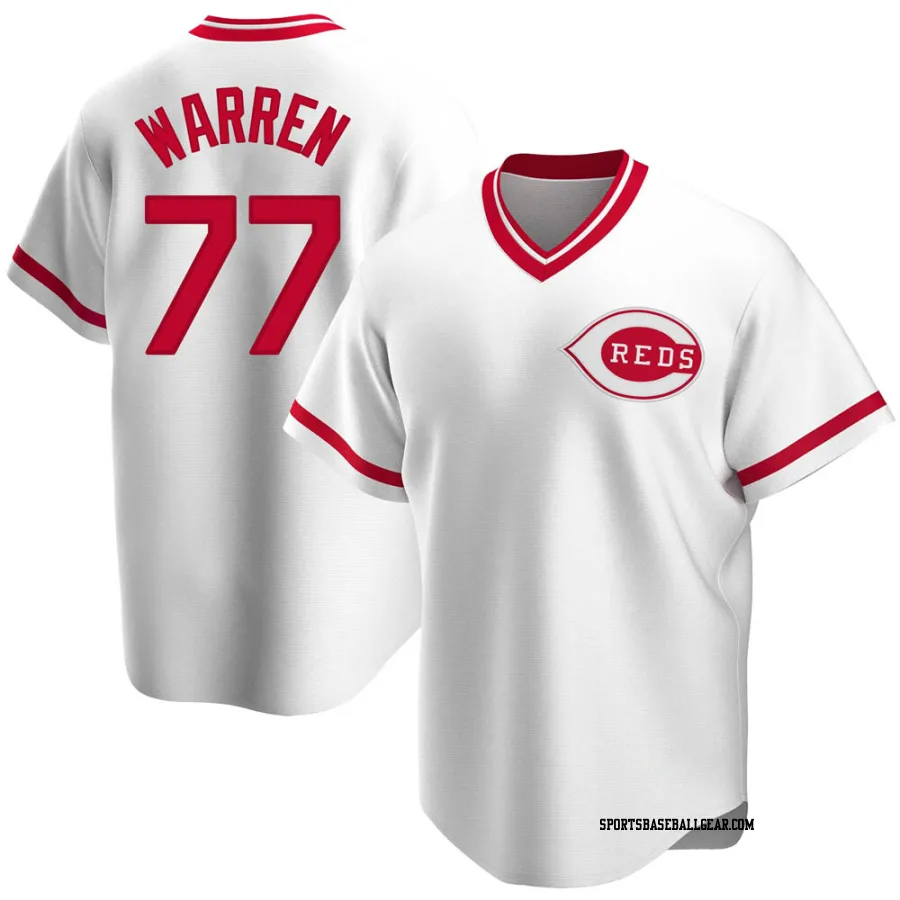 Art Warren Men's Cincinnati Reds White Replica Home Cooperstown Collection Jersey