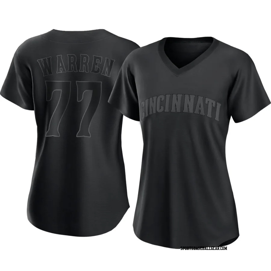 Art Warren Women's Cincinnati Reds Black Authentic Pitch Fashion Jersey