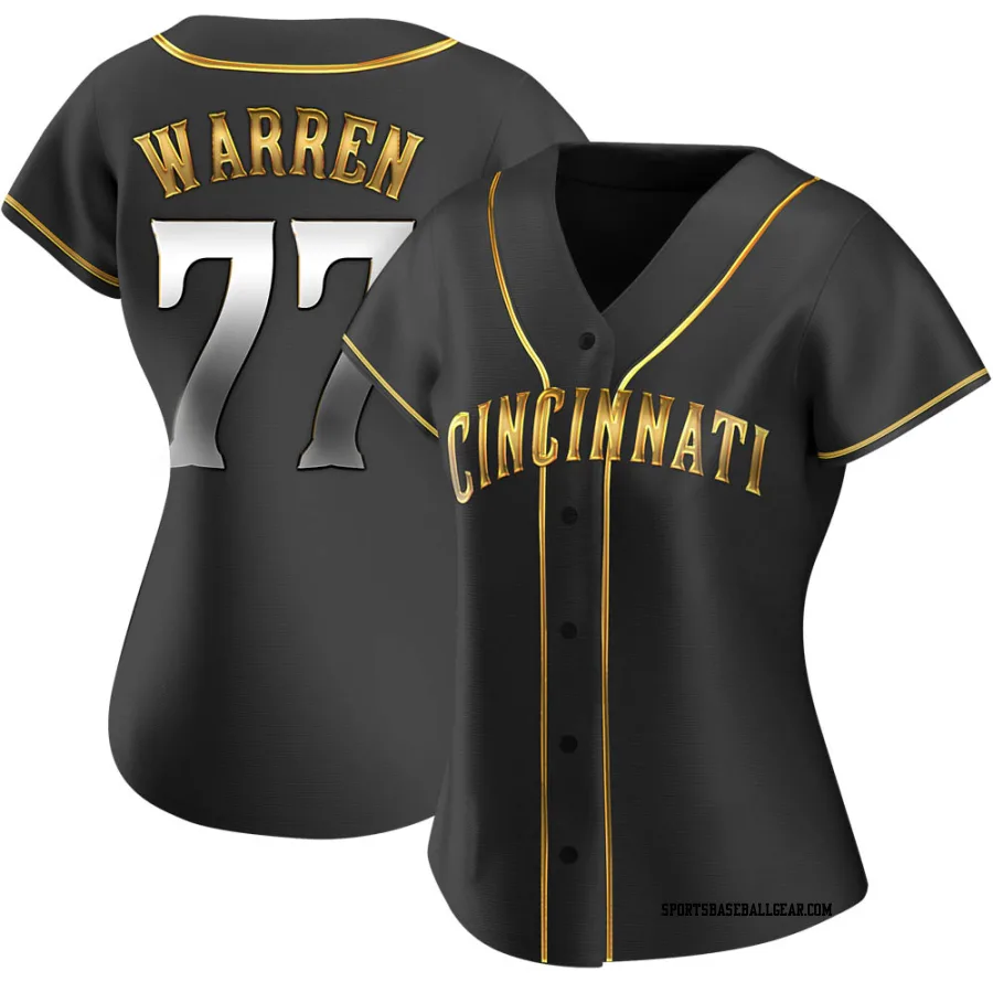 Art Warren Women's Cincinnati Reds Black Golden Replica Alternate Jersey