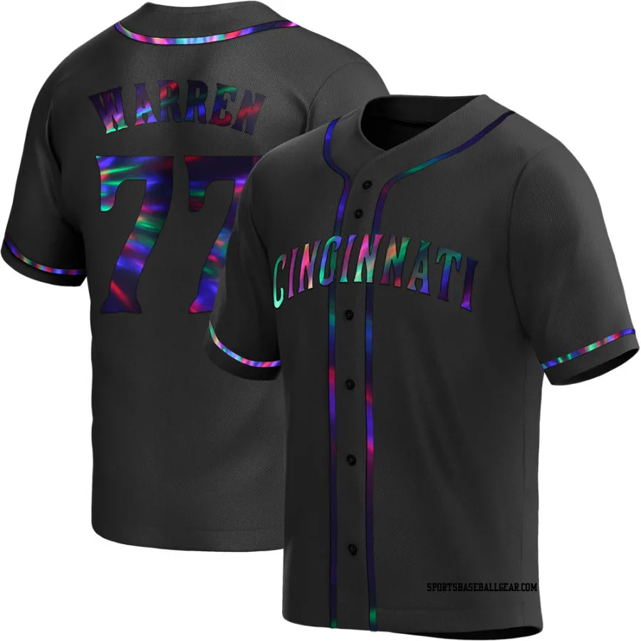 Art Warren Youth Cincinnati Reds Black Holographic Replica Alternate Jersey