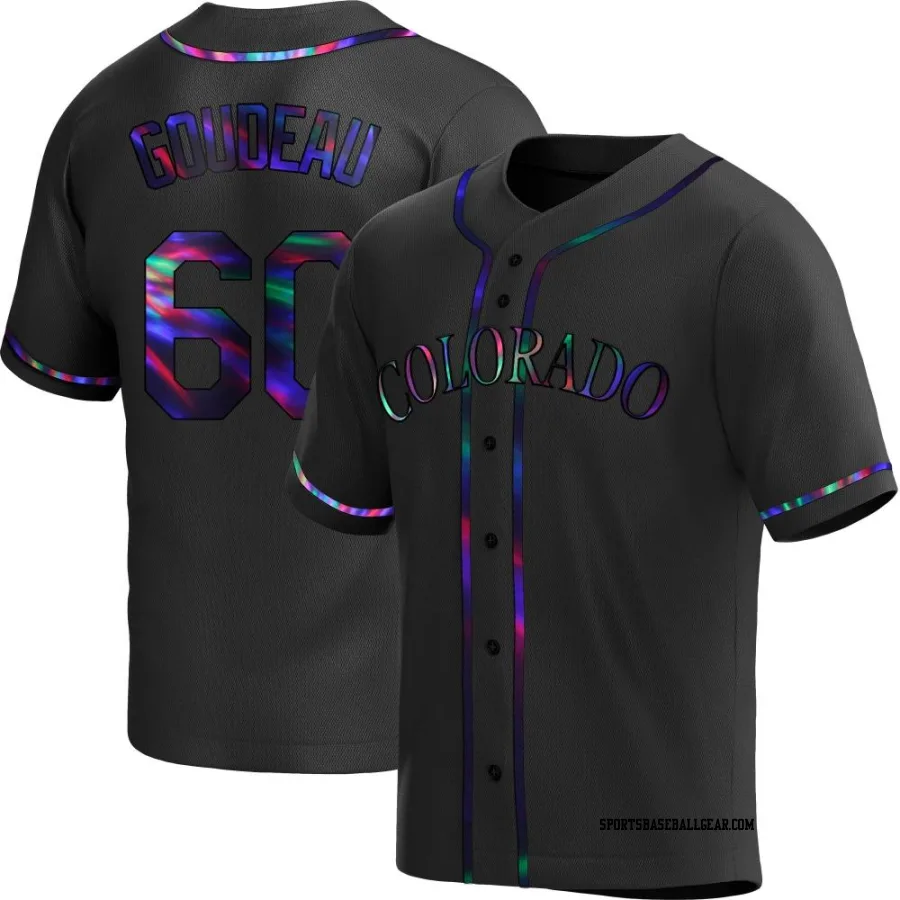 Ashton Goudeau Men's Colorado Rockies Black Holographic Replica Alternate Jersey