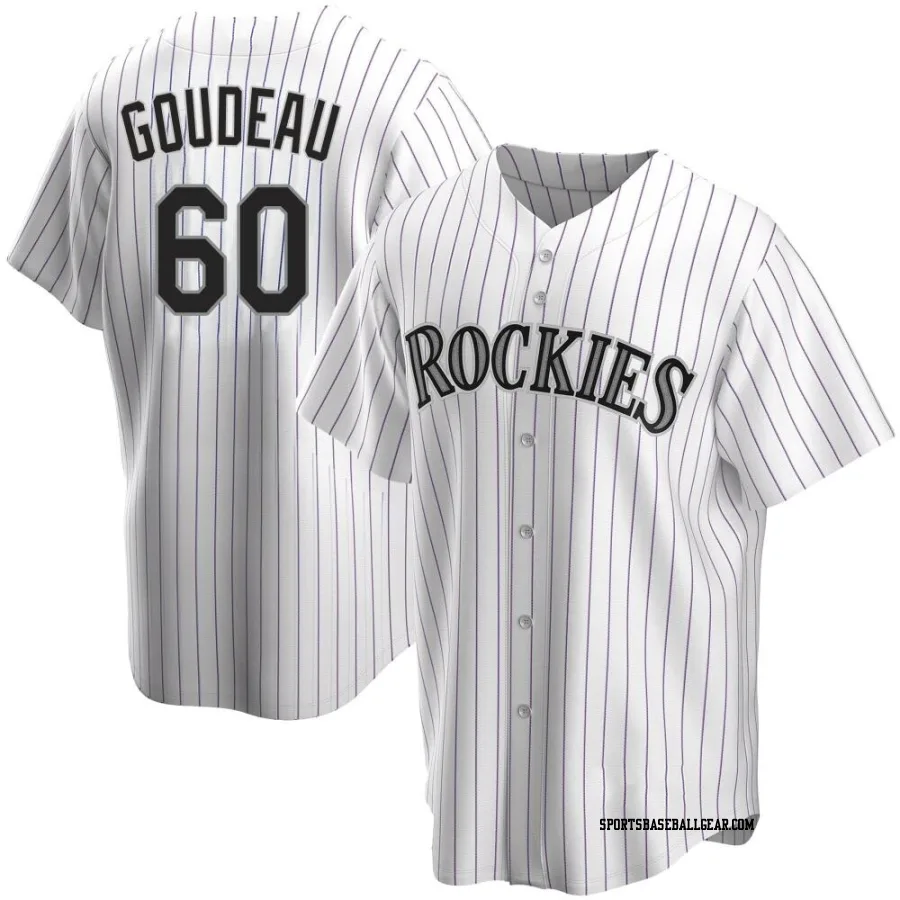 Ashton Goudeau Men's Colorado Rockies White Replica Home Jersey