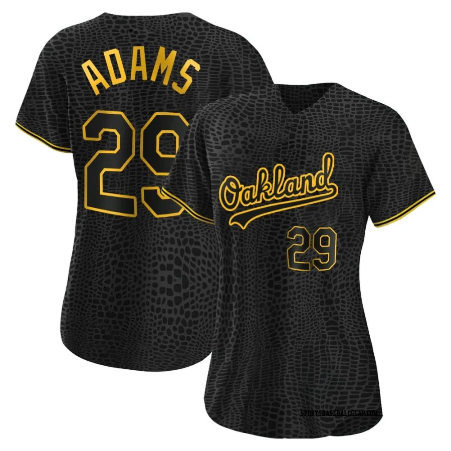 Austin Adams Women's Oakland Athletics Black Authentic Snake Skin City Jersey