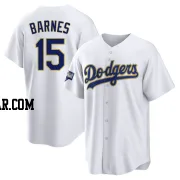 Austin Barnes Men's Los Angeles Dodgers White/Gold Replica 2021 Gold Program Player Jersey