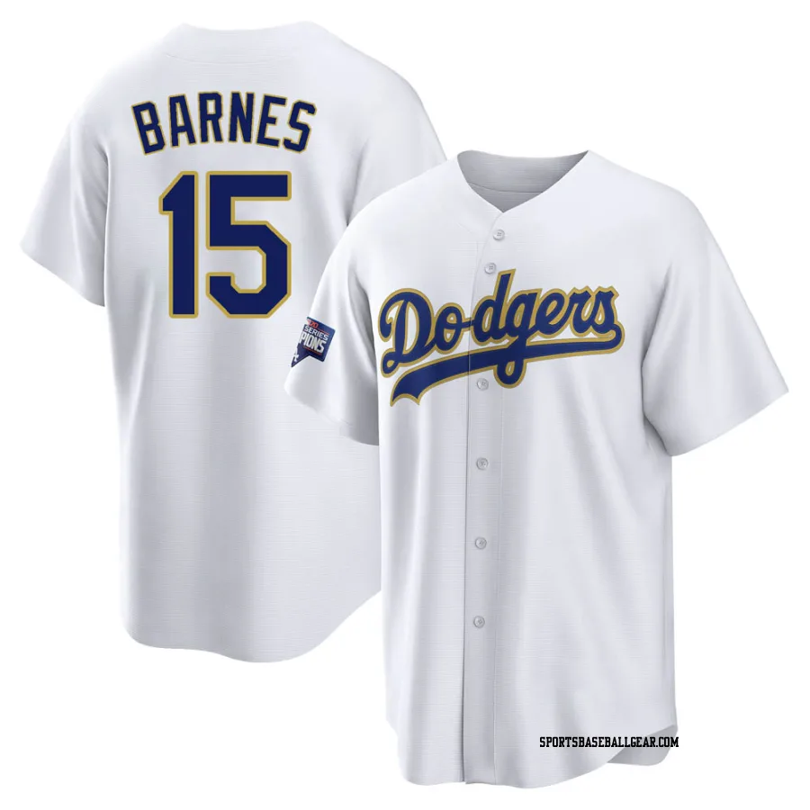 Austin Barnes Men's Los Angeles Dodgers White/Gold Replica 2021 Gold Program Player Jersey