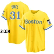 Austin Brice Men's Boston Red Sox Gold/Light Replica Blue 2021 City Connect Player Jersey