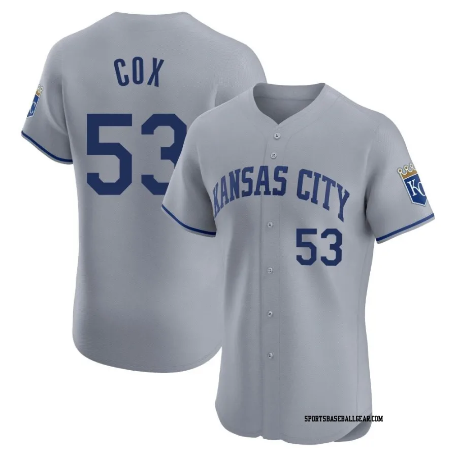 Austin Cox Men's Kansas City Royals Gray Elite Road Jersey