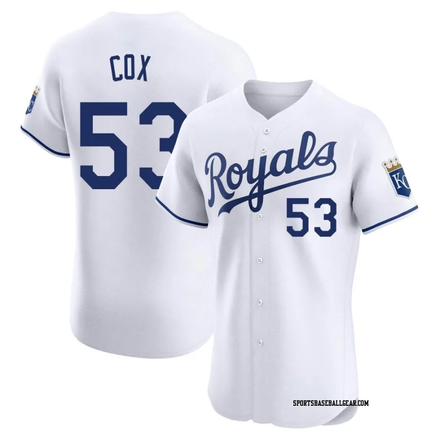 Austin Cox Men's Kansas City Royals White Elite Home Jersey