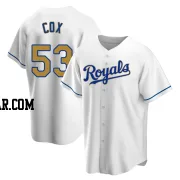 Austin Cox Youth Kansas City Royals Gold Replica White Home Jersey