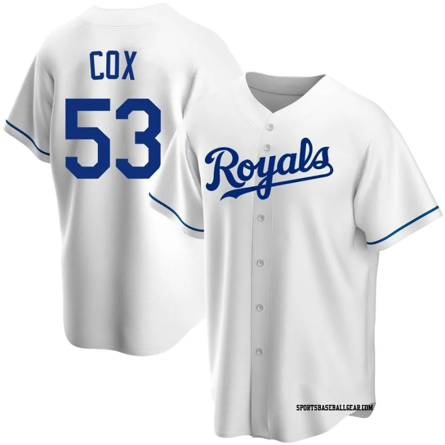 Austin Cox Youth Kansas City Royals White Replica Home Jersey