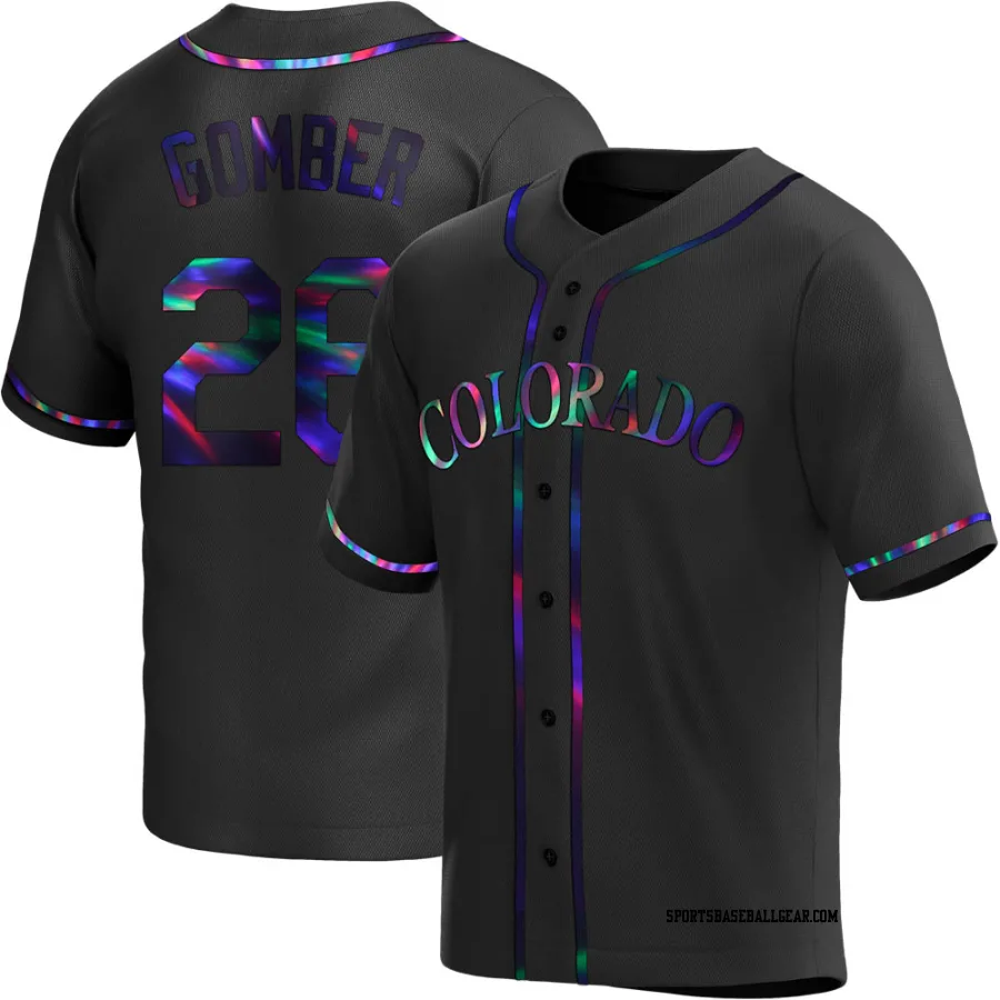 Austin Gomber Youth Colorado Rockies Black Holographic Replica Alternate Jersey