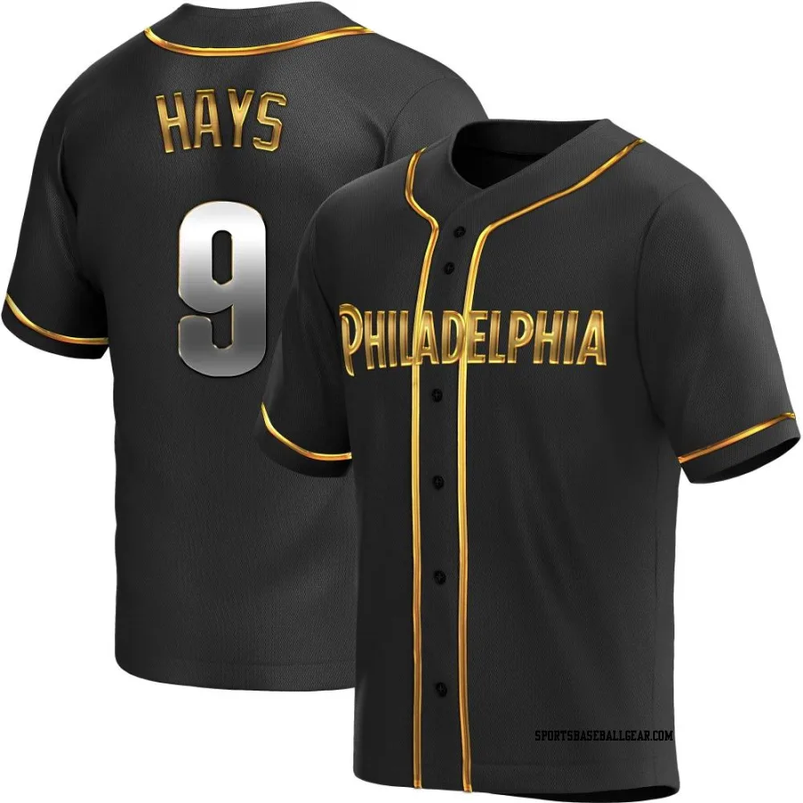 Austin Hays Men's Philadelphia Phillies Black Golden Replica Alternate Jersey