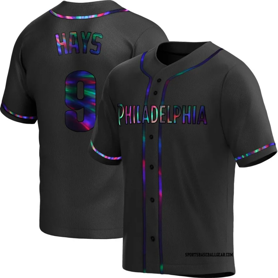 Austin Hays Men's Philadelphia Phillies Black Holographic Replica Alternate Jersey