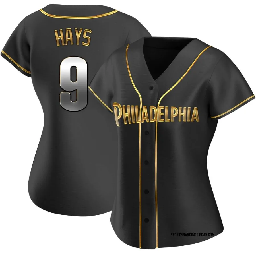 Austin Hays Women's Philadelphia Phillies Black Golden Replica Alternate Jersey