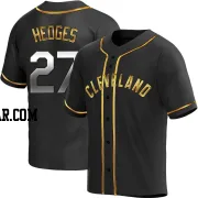 Austin Hedges Men's Cleveland Guardians Black Golden Replica Alternate Jersey