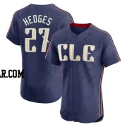 Austin Hedges Men's Cleveland Guardians Navy Elite 2024 City Connect Jersey