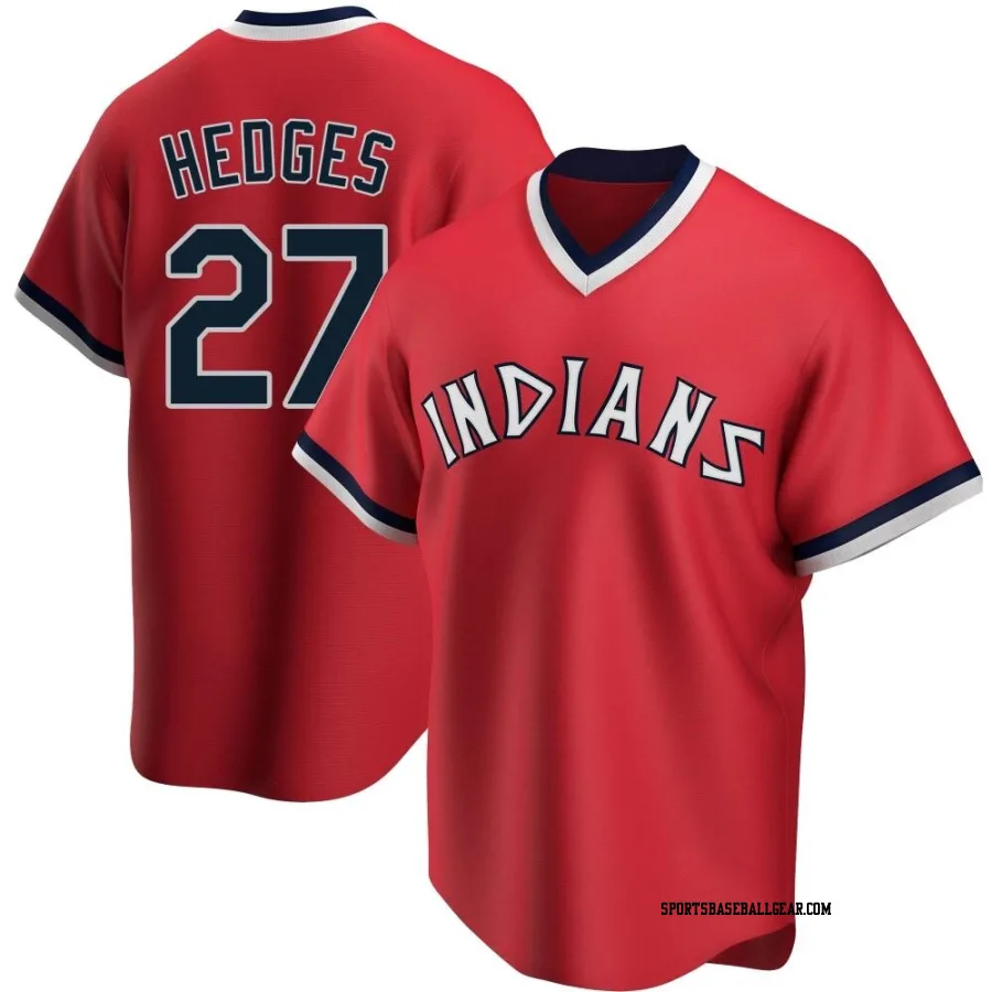 Austin Hedges Men's Cleveland Guardians Red Replica Road Cooperstown Collection Jersey