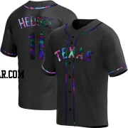 Austin Hedges Men's Texas Rangers Black Holographic Replica Alternate Jersey