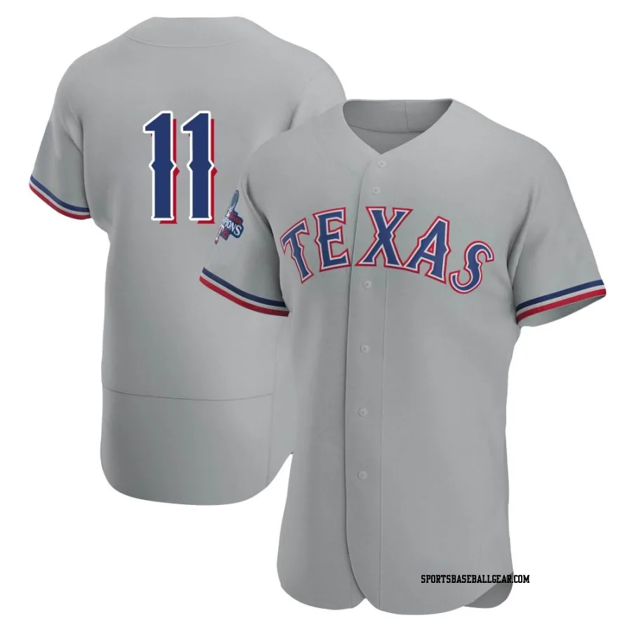 Austin Hedges Men's Texas Rangers Gray Authentic Road 2023 World Series Champions Jersey