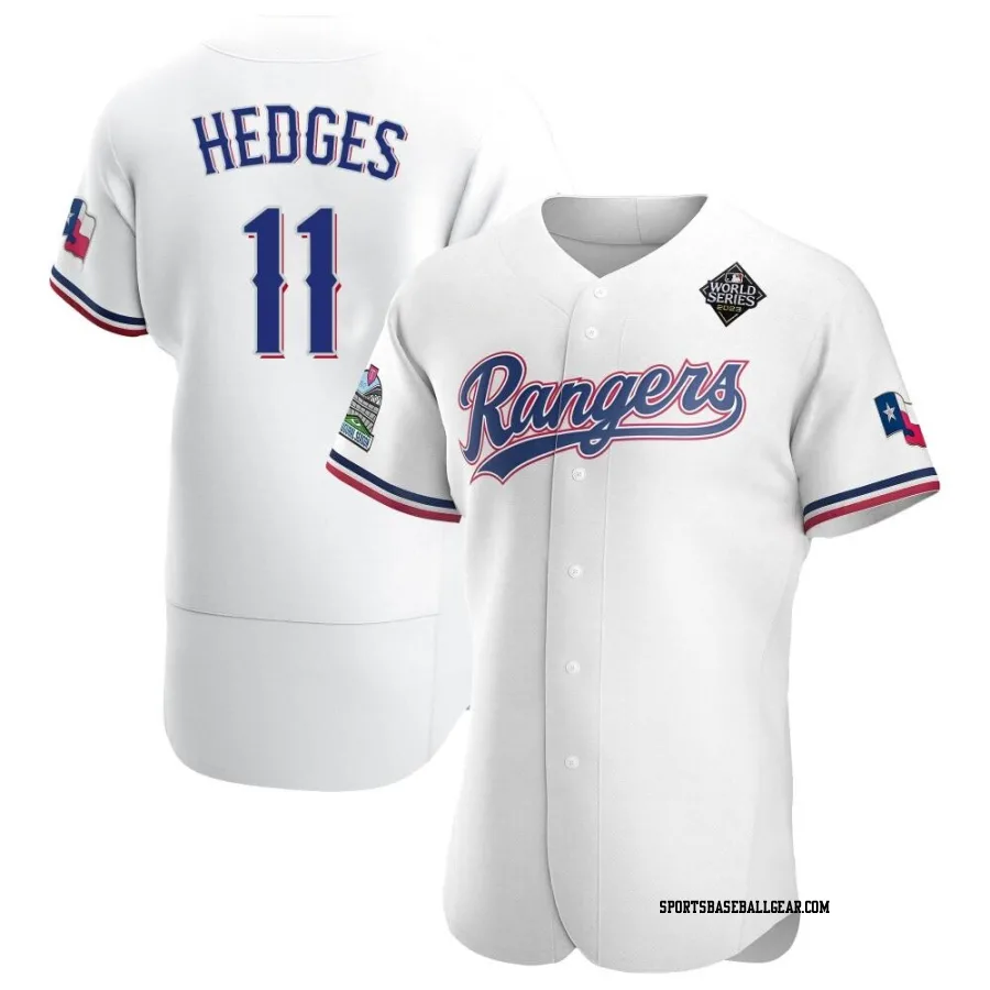 Austin Hedges Men's Texas Rangers White Authentic Home 2023 World Series Jersey