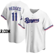 Austin Hedges Men's Texas Rangers White Replica Home 2023 World Series Champions Jersey