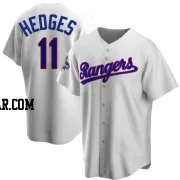 Austin Hedges Men's Texas Rangers White Replica Home Cooperstown Collection 2023 World Series Champions Jersey