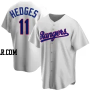 Austin Hedges Men's Texas Rangers White Replica Home Cooperstown Collection Jersey