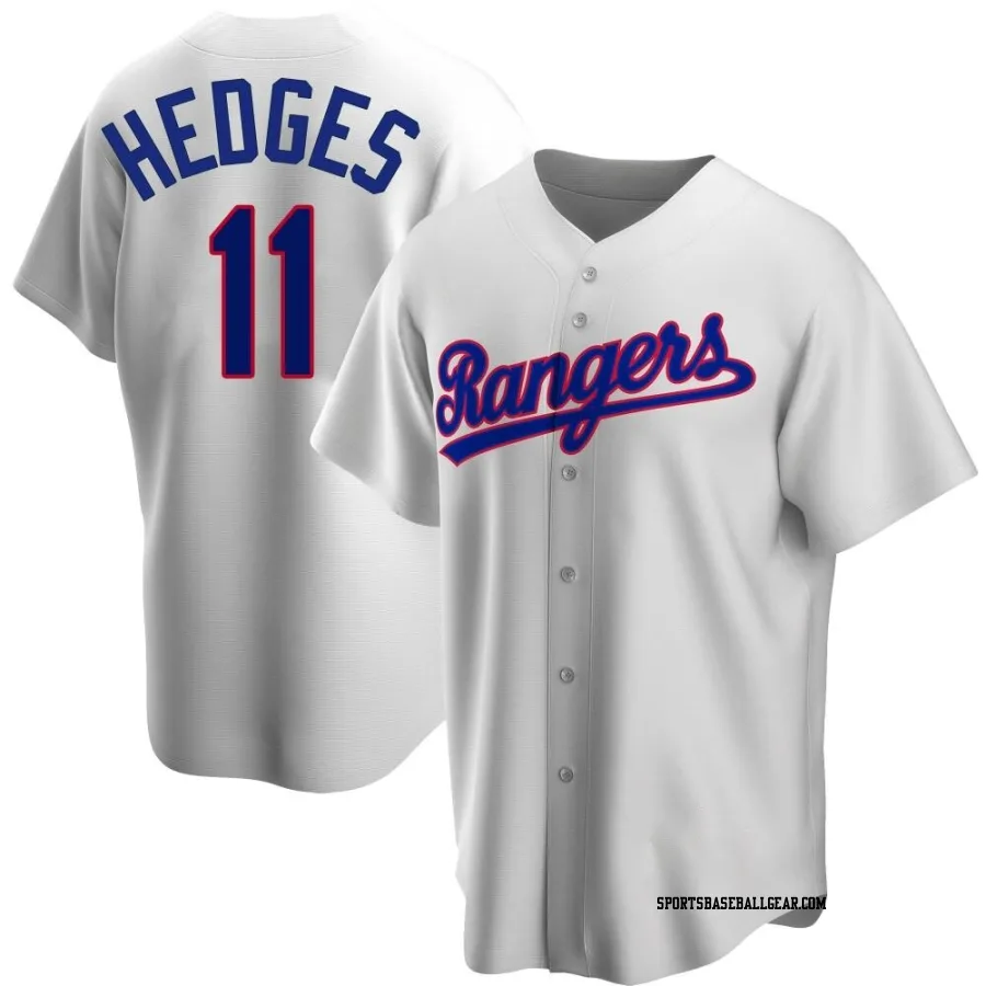 Austin Hedges Men's Texas Rangers White Replica Home Cooperstown Collection Jersey