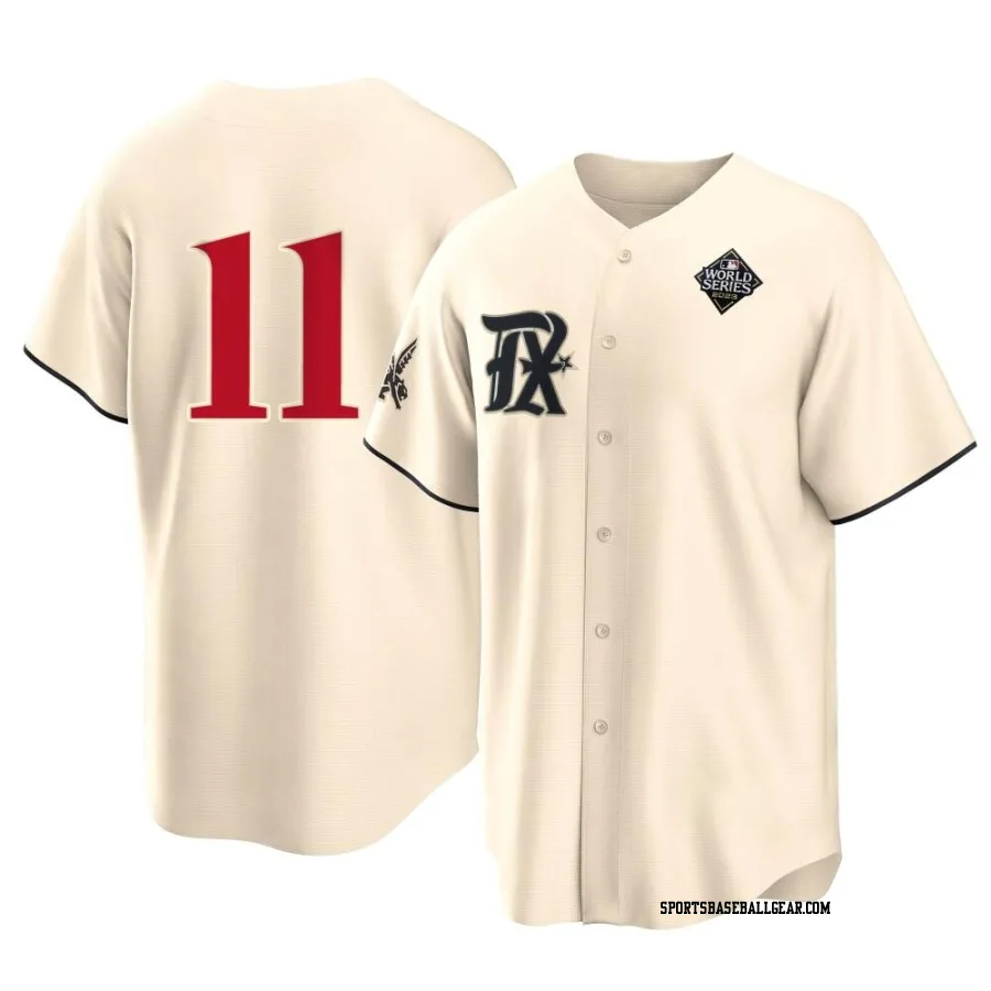 Austin Hedges Youth Texas Rangers Cream Replica 2023 City Connect 2023 World Series Jersey