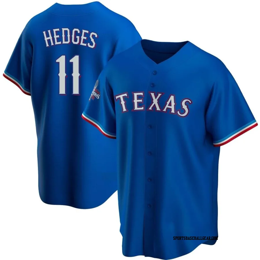 Austin Hedges Youth Texas Rangers Royal Replica Alternate 2023 World Series Champions Jersey