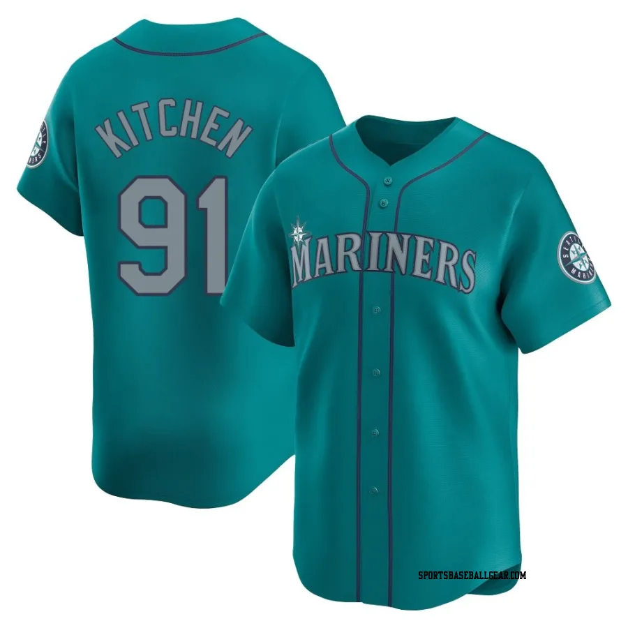 Austin Kitchen Men's Seattle Mariners Aqua Limited Alternate Jersey