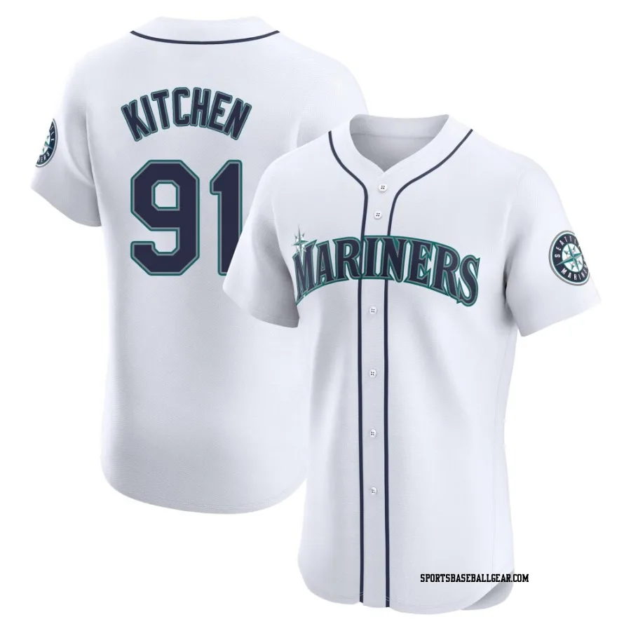 Austin Kitchen Men's Seattle Mariners White Elite Home Jersey