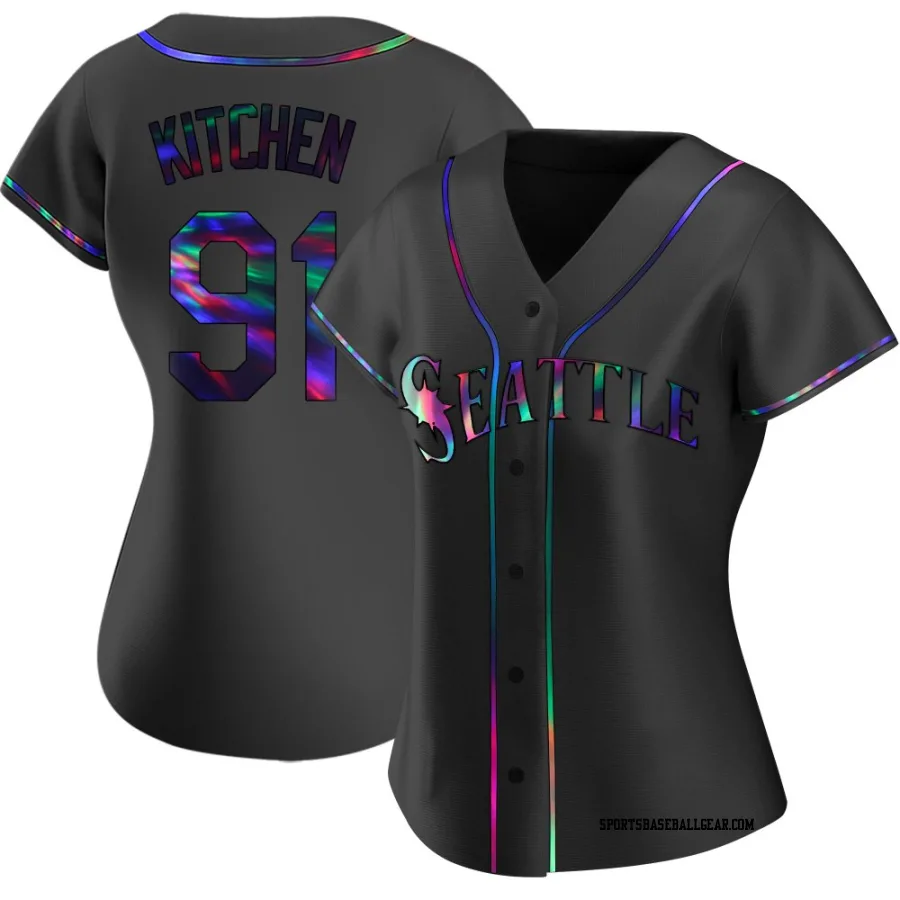 Austin Kitchen Women's Seattle Mariners Black Holographic Replica Alternate Jersey