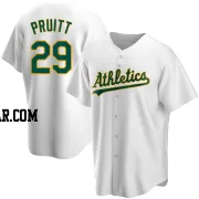 Austin Pruitt Men's Oakland Athletics White Replica Home Jersey