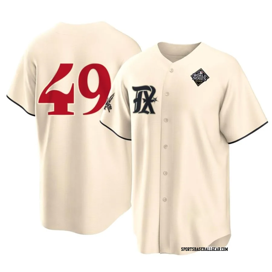 Austin Pruitt Men's Texas Rangers Cream Replica 2023 City Connect 2023 World Series Jersey