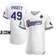 Austin Pruitt Men's Texas Rangers White Authentic Home 2023 World Series Jersey