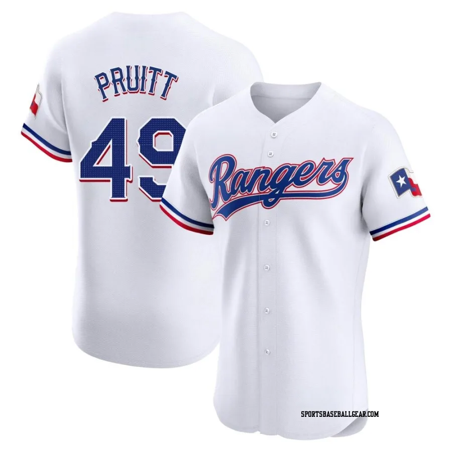 Austin Pruitt Men's Texas Rangers White Elite Home Jersey