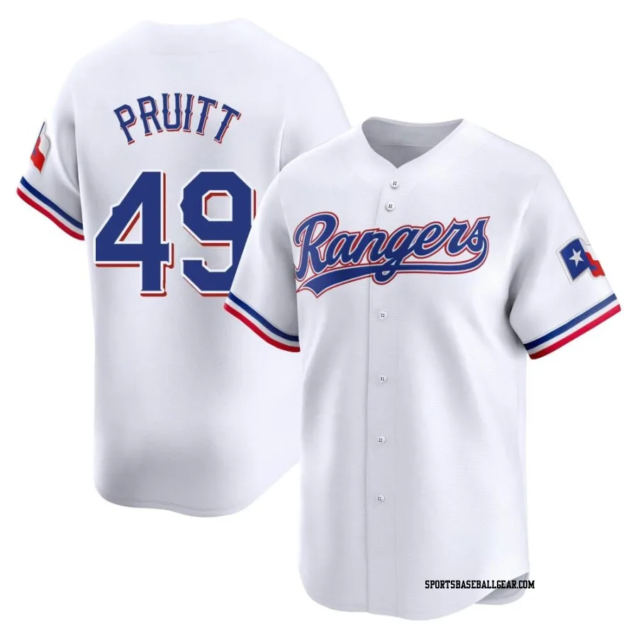 Austin Pruitt Men's Texas Rangers White Limited Home Jersey