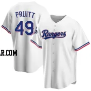 Austin Pruitt Men's Texas Rangers White Replica Home 2023 World Series Champions Jersey