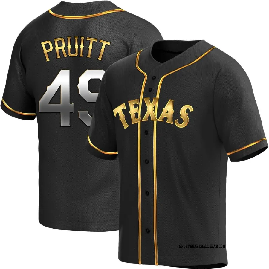 Austin Pruitt Youth Texas Rangers Black Golden Replica Alternate Jersey