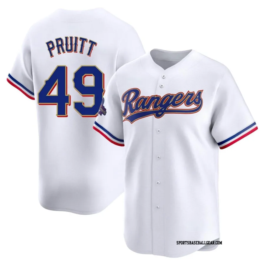 Austin Pruitt Youth Texas Rangers Gold Limited White 2024 Collection Jersey