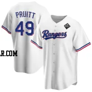 Austin Pruitt Youth Texas Rangers White Replica Home 2023 World Series Jersey