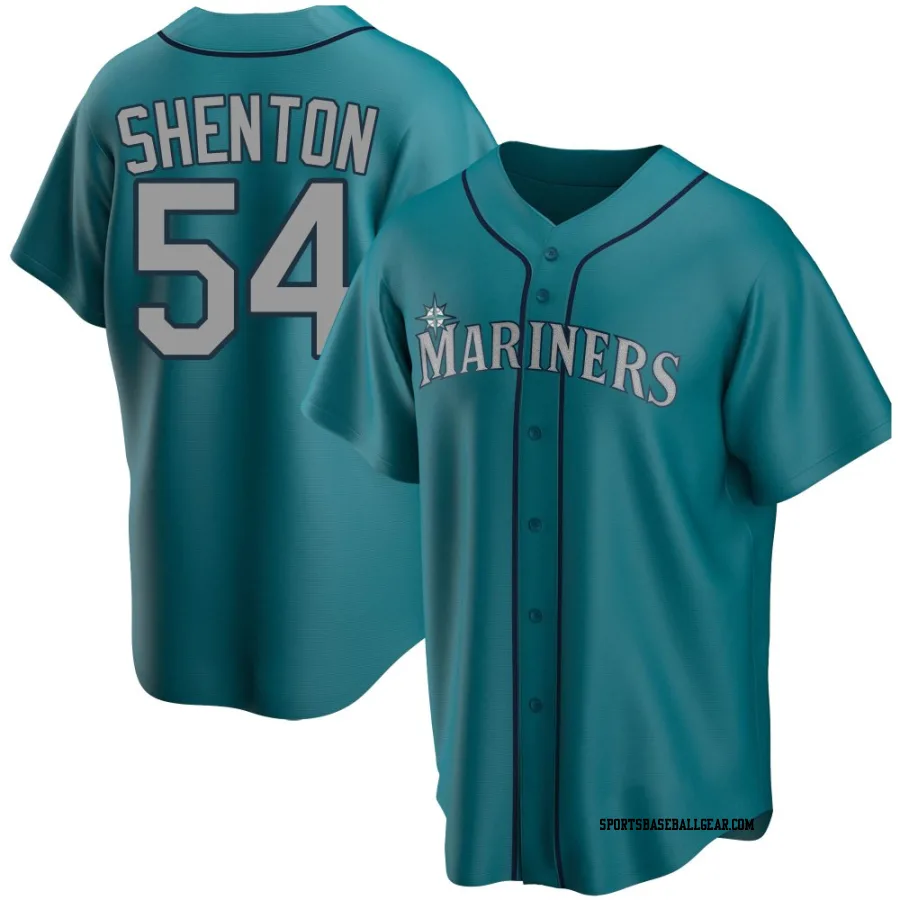 Austin Shenton Men's Seattle Mariners Aqua Replica Alternate Jersey