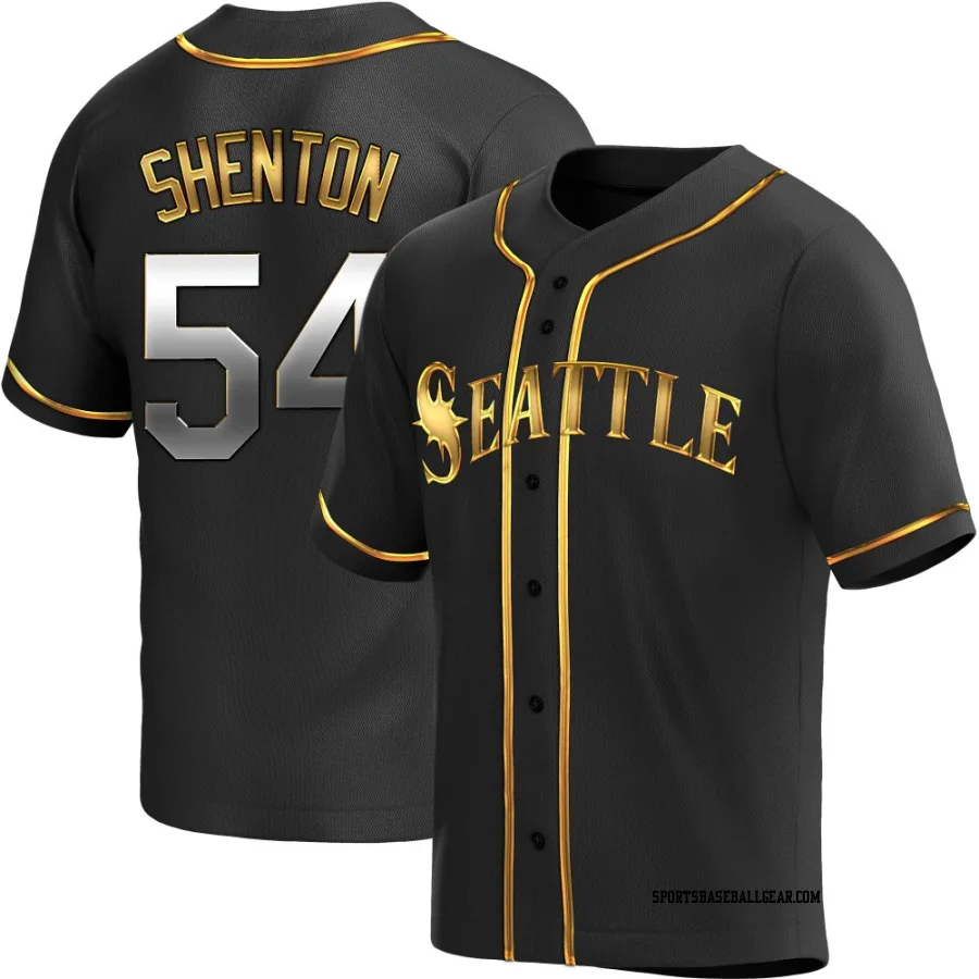 Austin Shenton Men's Seattle Mariners Black Golden Replica Alternate Jersey