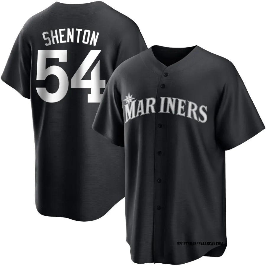 Austin Shenton Men's Seattle Mariners Black/White Replica Jersey