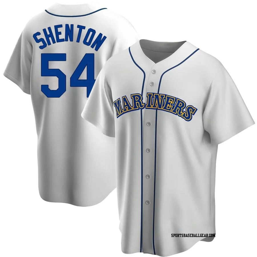 Austin Shenton Men's Seattle Mariners White Replica Home Cooperstown Collection Jersey