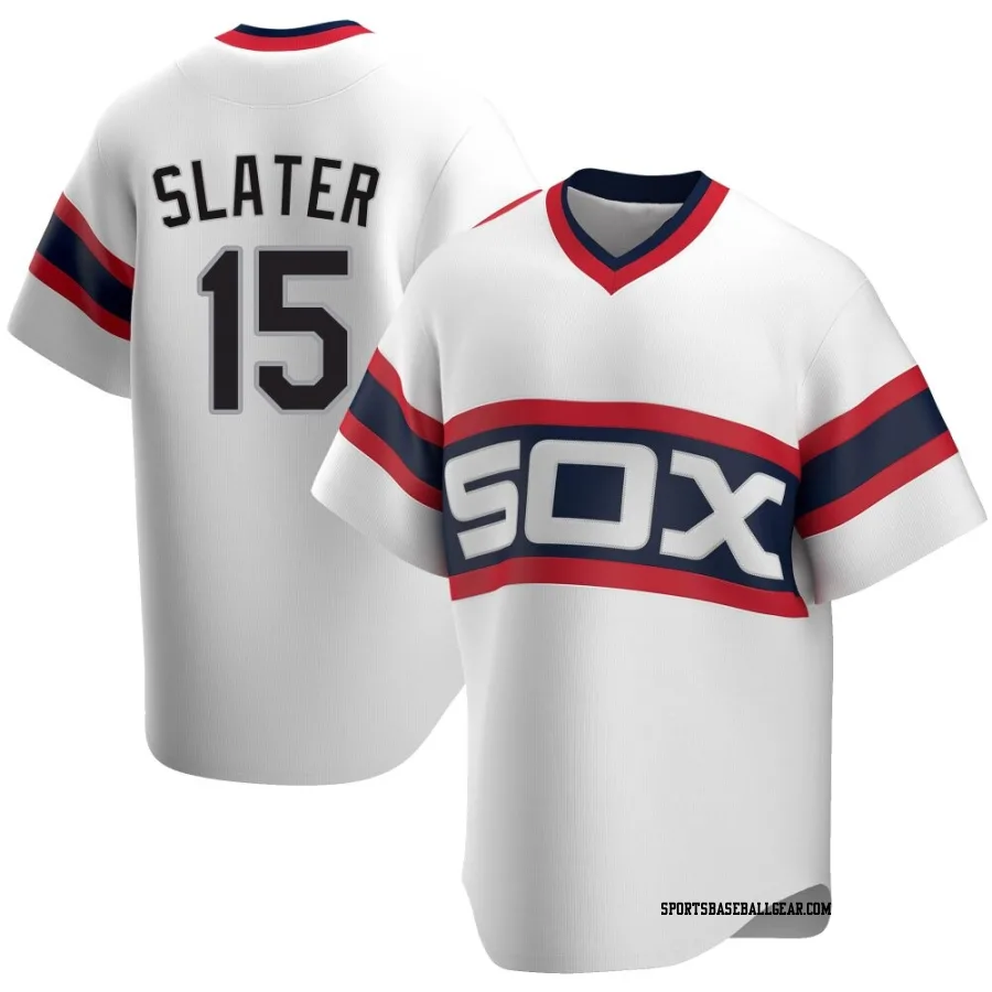 Austin Slater Men's Chicago White Sox White Replica Cooperstown Collection Jersey